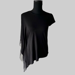 BCBGmaxazria  Black Asymmetrical Sleeve "Laguna" top